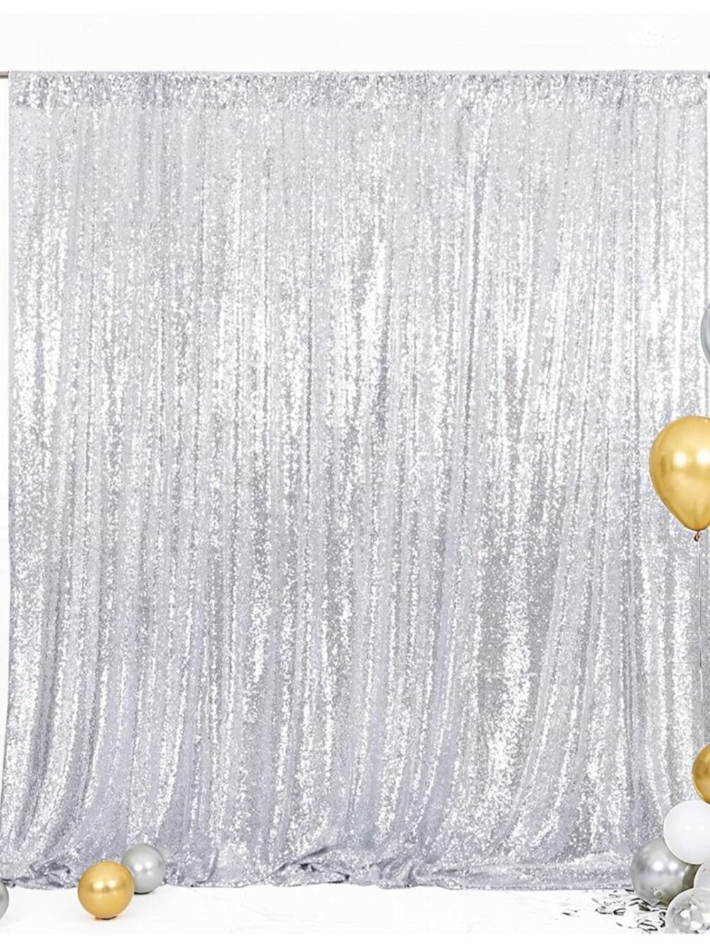 Silver 3mm Sequin Backdrop 6x6 Ft for Wedding